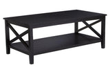 Orsina Black Coffee Table with Lower Shelf for Stylish Living Room Storage