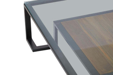 Orsina Coffee Table with a sleek glass top and elegant wooden base for modern living spaces