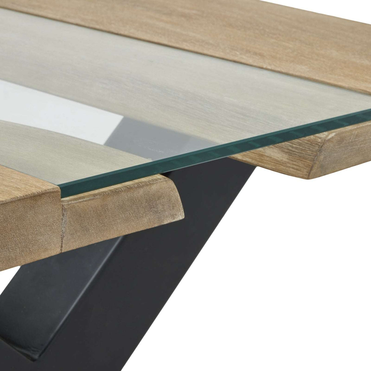 Shades 4 Seasons Coffee Table with a glass top and wooden edges for a modern living room style