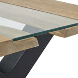 Shades 4 Seasons Coffee Table with a glass top and wooden edges for a modern living room style