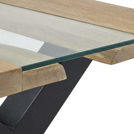 Shades 4 Seasons Coffee Table with a glass top and wooden edges for a modern living room style