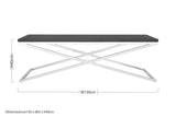 Orsina Coffee Table with a sleek black top and modern silver base, measuring 130cm wide
