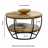 Merlin Mango Wooden & Metal Coffee Table With Shelf Verty Furniture