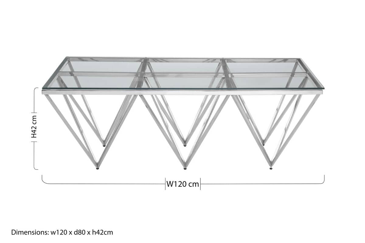 Allure Prismatic Silver Base Coffee Table Orsina