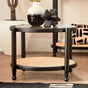 Orsina Coffee Table with Glass Top and Rattan Shelf for Stylish Living Room Decor