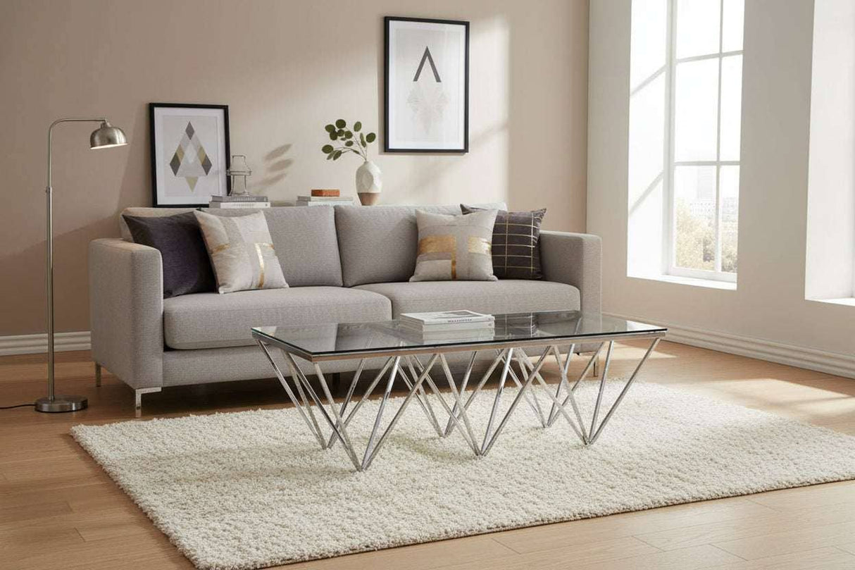 Allure Prismatic Silver Base Coffee Table Orsina