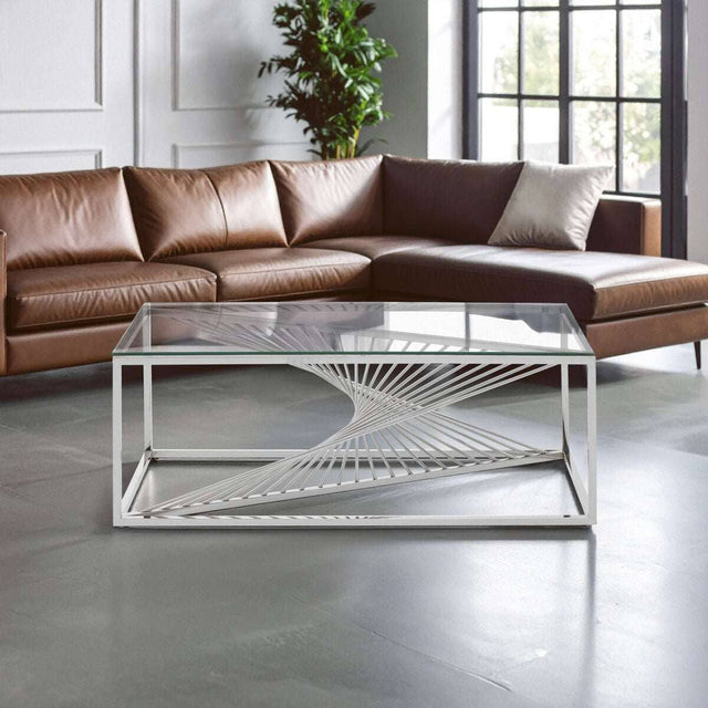 Amella Coffee Table With Silver Finish Frame Orsina
