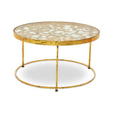 Orsina Coffee Table with a Round Decorative Top and Golden Metal Frame for Elegant Living Rooms