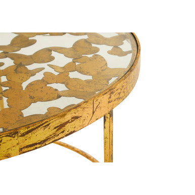 Orsina Coffee Table with a Gold-Leaf Design and Glass Top for Elegant Living Rooms