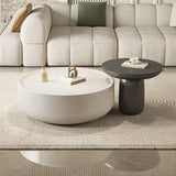 Modern Nisu Home Coffee Table in White with Circular Shape, Ideal for Contemporary Living Rooms