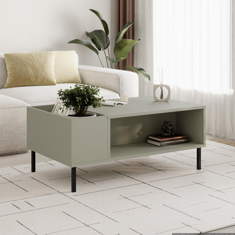 Stylish Decortie Coffee Table in soft green with storage shelf and modern design for living rooms