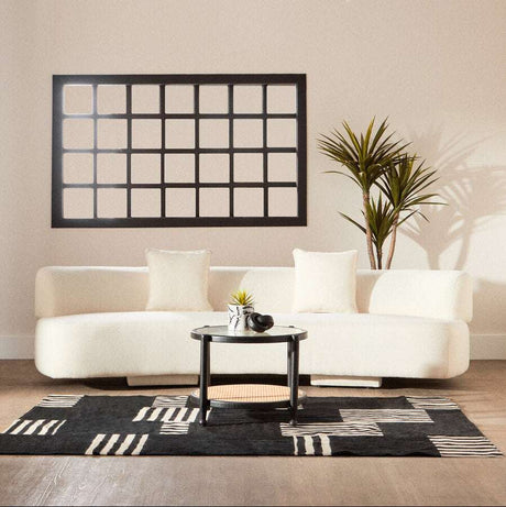 Orsina Coffee Table with Glass Top and Stylish Base in a Modern Living Room Setting