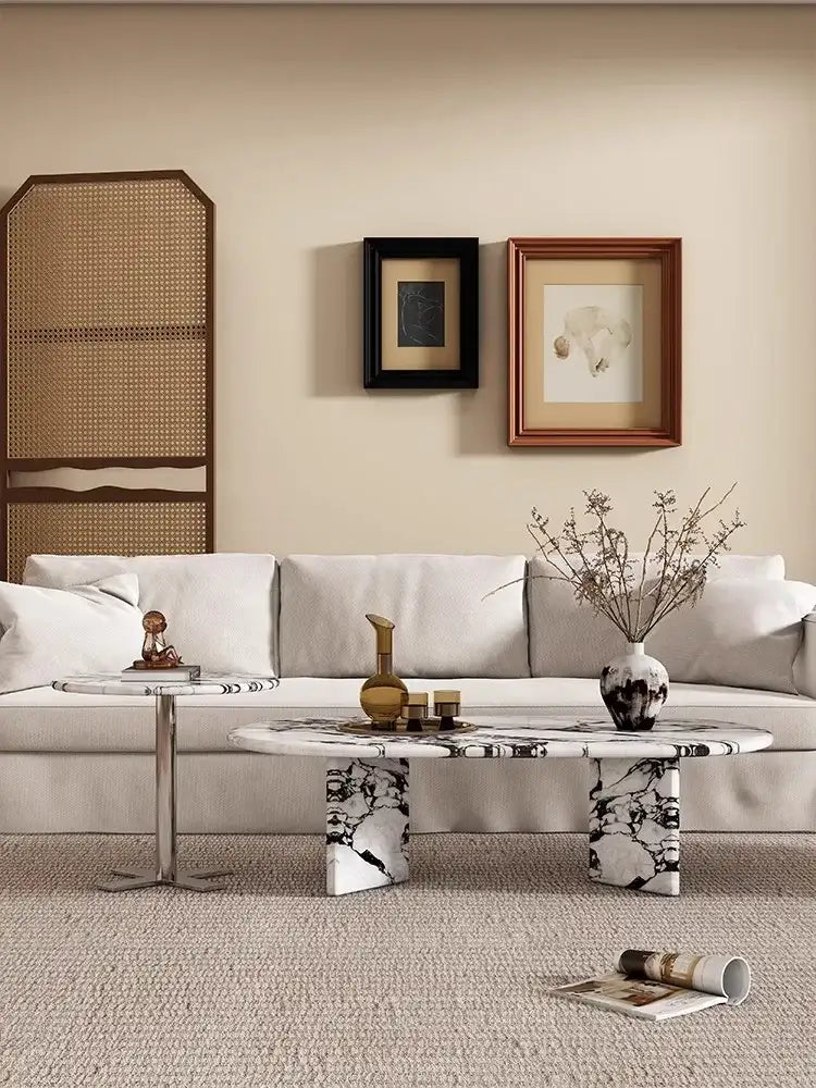 Nisu Home Stylish Coffee Table with Unique Marble Design, Perfect for Modern Living Rooms