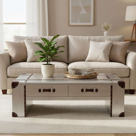 Orsina Coffee Table with Storage Drawers and Vintage Design in Living Room Setting
