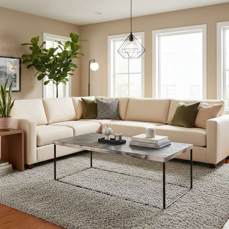 Akola Rectangle Coffee Table in Silver and Glass Orsina