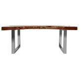 Orsina Coffee Table with Natural Edge Wood Top and Sleek Metal Legs for Modern Living Spaces