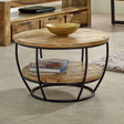 Merlin Mango Wooden & Metal Coffee Table With Shelf Verty Furniture