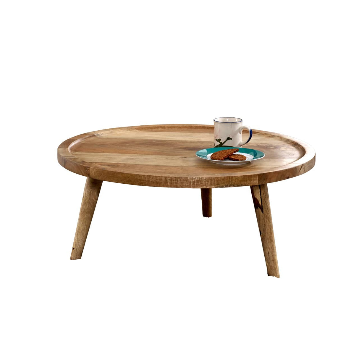 Marlow Light Mango Wood Round Low Coffee Table Verty Furniture