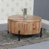 Verty Furniture Round Coffee Table with Wooden Finish and Storage, Ideal for Living Rooms