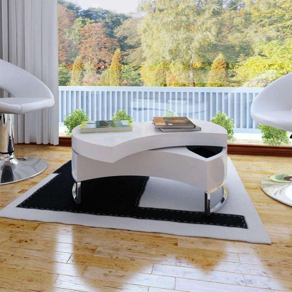 Coffee Table Shape-adjustable High Gloss White vidaXL