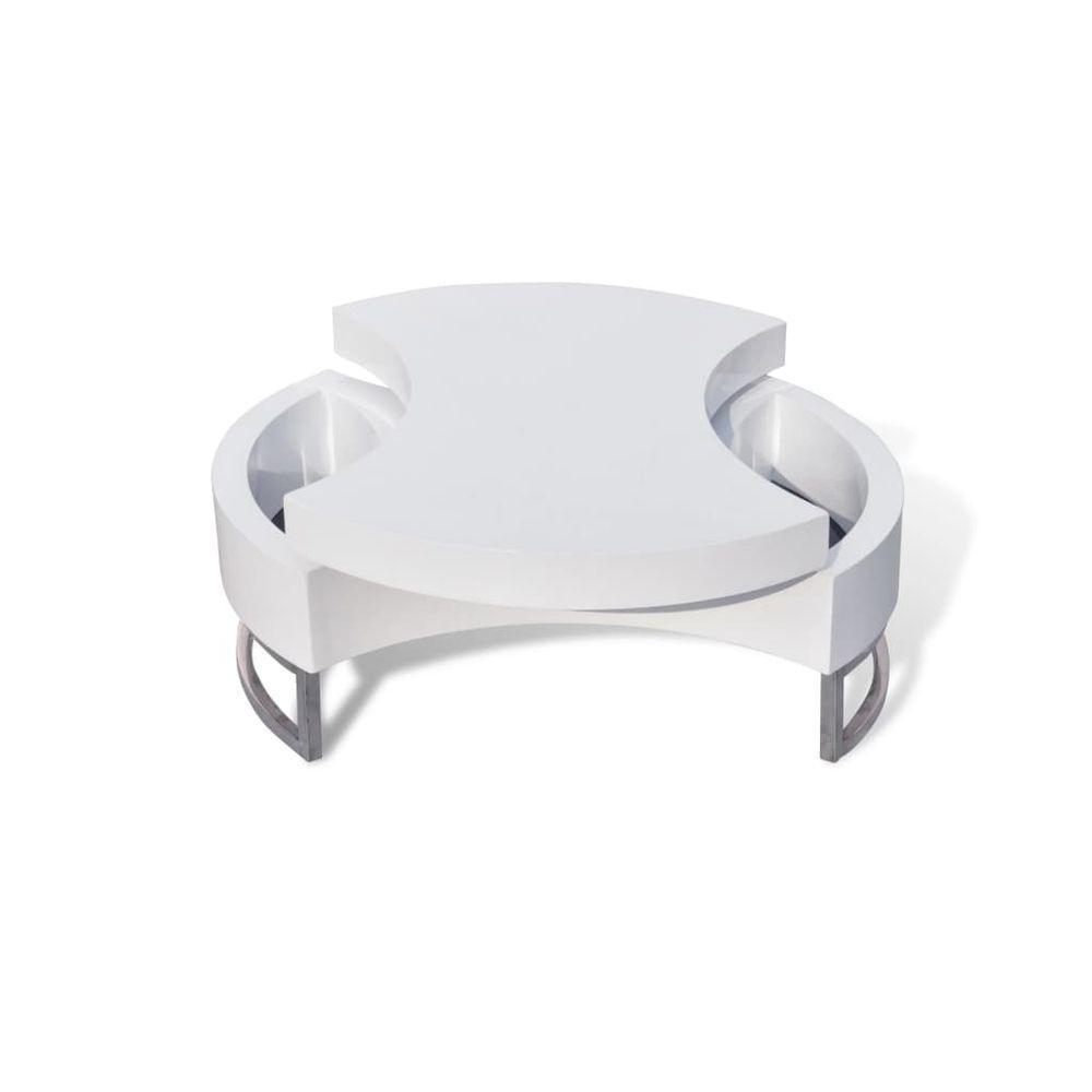 Coffee Table Shape-adjustable High Gloss White vidaXL