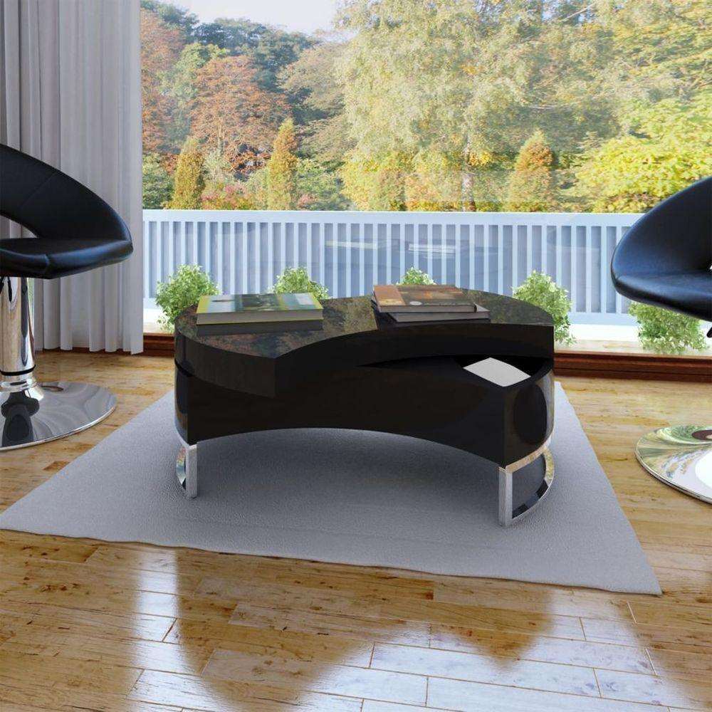 Coffee Table Shape-adjustable High Gloss White black vidaXL