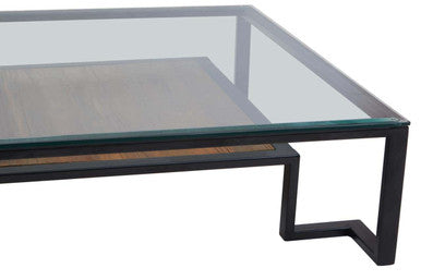 Orsina Coffee Table with Glass Top and Metal Frame for Modern Living Room Decor