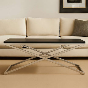 Stylish Orsina Coffee Table with a sleek black top and modern stainless steel base