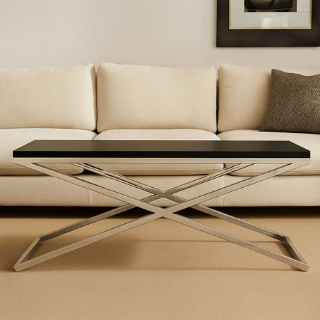 Stylish Orsina Coffee Table with a sleek black top and modern stainless steel base