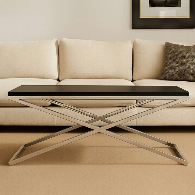 Stylish Orsina Coffee Table with a sleek black top and modern stainless steel base
