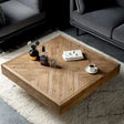 Nisu Home Wooden Coffee Table with Geometric Design for Modern Living Rooms