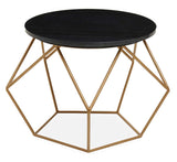 Orsina Modern Coffee Table with Black Circular Top and Stylish Gold Geometric Base