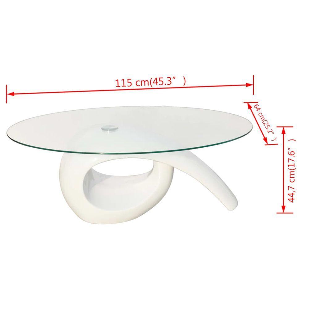 Coffee Table with Oval Glass Top High Gloss White vidaXL