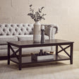 Orsina Coffee Table with Classic Design, Crossed Legs, and Storage Shelf for Living Rooms