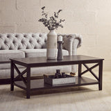 Orsina Coffee Table with Classic Design, Crossed Legs, and Storage Shelf for Living Rooms