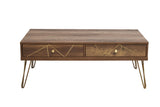 Orsina Coffee Table with Two Drawers and Modern Geometric Design in Wood Finish