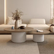 Modern Nisu Home Coffee Table Set with Wooden Top and Round White Base for Stylish Living Rooms
