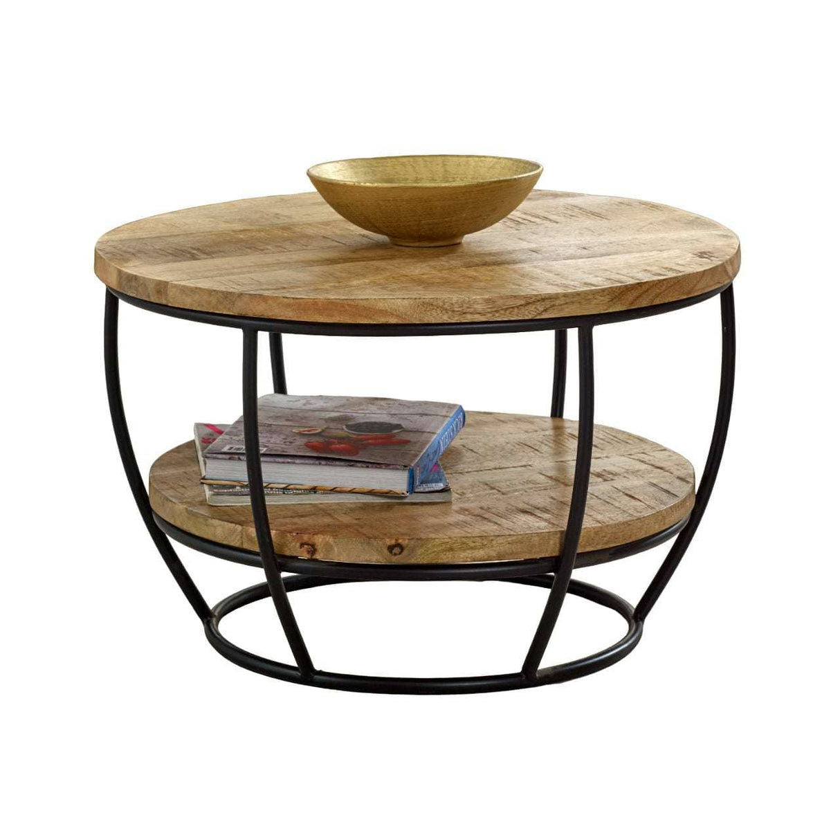Merlin Mango Wooden & Metal Coffee Table With Shelf Verty Furniture