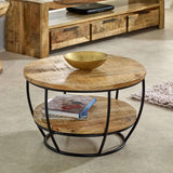 Merlin Mango Wooden & Metal Coffee Table With Shelf Verty Furniture