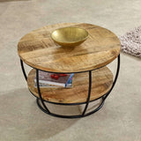 Merlin Mango Wooden & Metal Coffee Table With Shelf Verty Furniture
