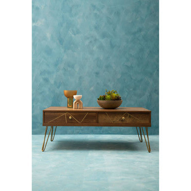 Orsina Coffee Table with geometric design and gold accents, perfect for any living space