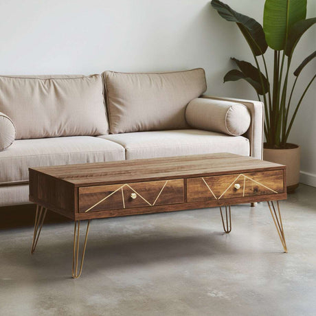 Orsina Coffee Table with two drawers and elegant geometric design, perfect for modern living rooms