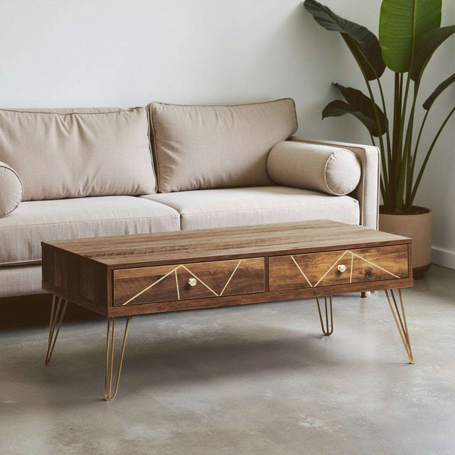 Orsina Coffee Table with two drawers and elegant geometric design, perfect for modern living rooms