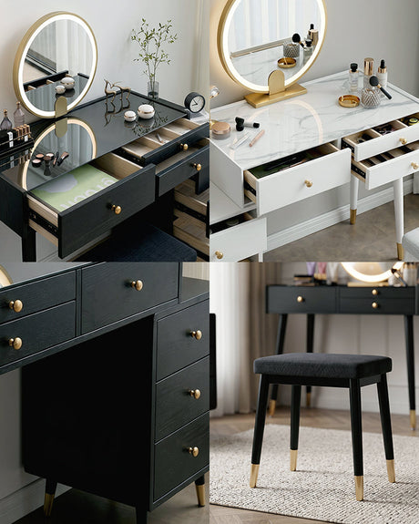 Le Di Vita Dressing Table with LED Mirror and Spacious Drawers for Makeup Organisation