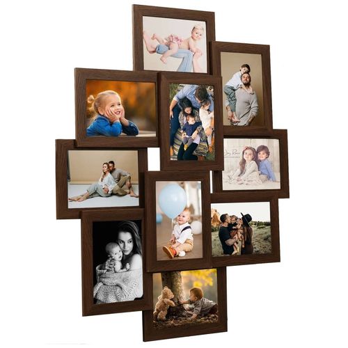 vidaXL Black Collage Photo Frame for 10 Photos dark brown 10 x (10 x 15 cm) vidaXL