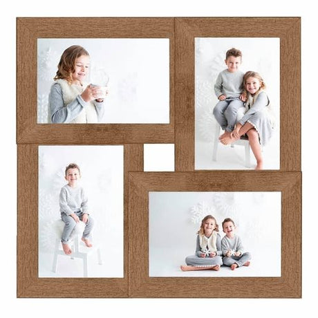 vidaXL Black Wooden Collage Photo Frame for 4 Photos light brown vidaXL
