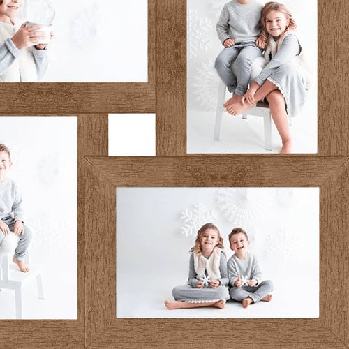 vidaXL Black Wooden Collage Photo Frame for 4 Photos dark brown vidaXL