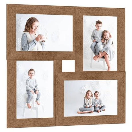 vidaXL Black Wooden Collage Photo Frame for 4 Photos vidaXL