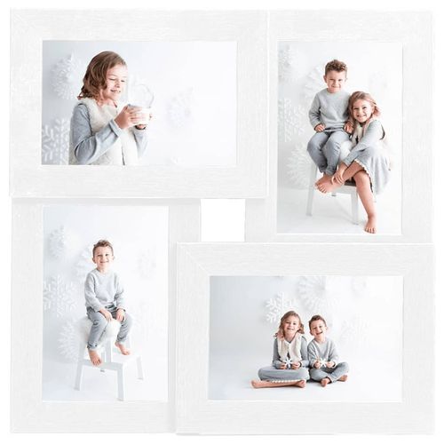vidaXL Black Wooden Collage Photo Frame for 4 Photos vidaXL