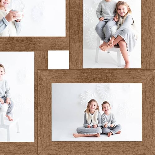 vidaXL Black Wooden Collage Photo Frame for 4 Photos vidaXL